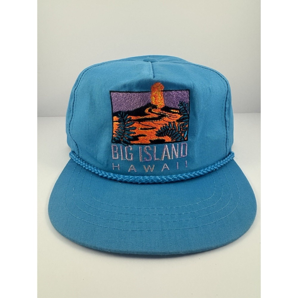 Hawaiian Headwear Big Island Hawaii Volcano Turquoise Hat Adjustable